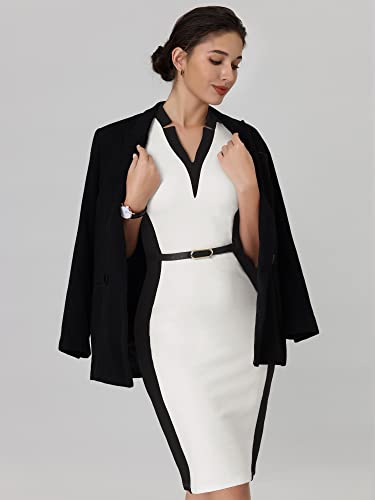 Women's Sheath Dress Office Contrast Color Business Dresses3