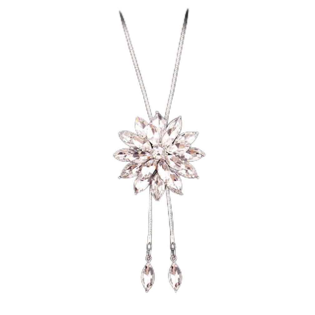 Collier bleu pendentif fleur avec chaîne réglable pour sublimer un décolleté - 6