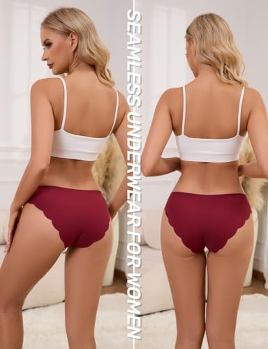 Seamless Underwear for Women No Show Wave Edge Bikini Low Rise Cheeky Breathable Comfortable Soft Panties 6 Pack4