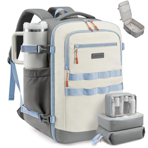 Image of LOVEVOOK 40L Travel Backpack for Women Men, Carry on Backpack for Airplanes | Airline Approved Personal Item Travel Bag Fit 17 Inch Laptop, Waterproof Travel Essentials Weekender Bag with 3 Packing Cubes