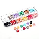 Wiosny 600pcs Tiny Plastic Buttons 4mm 2 Hole Mini Resin Round Button for Dolls Clothing Sewing Accessories DIY Hand Sewing AIDS Doll Clothes (4mm, 12 Colors Mixed 600pcs)
