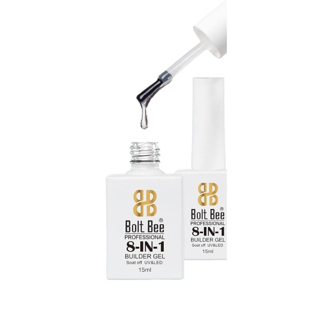 Bolt bee 8 in 1 Versatile Builder Gel – Fake Nails, Nail Extensions, Nail Repair, Strengthening, Self-Leveling Gel, Nail Glue & Rhinestone