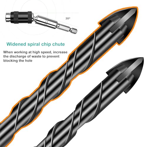 12 PCS Concrete Drill Bit Set for Tile, Brick, Glass, Plastic and Wood, Masonry Drill Bit Set,Tungsten Carbide Tip Work with Ceramic Tile, Wall Mirror, Paver on Concrete or Brick Wall (Type-1) by XUANFLY - Image 7