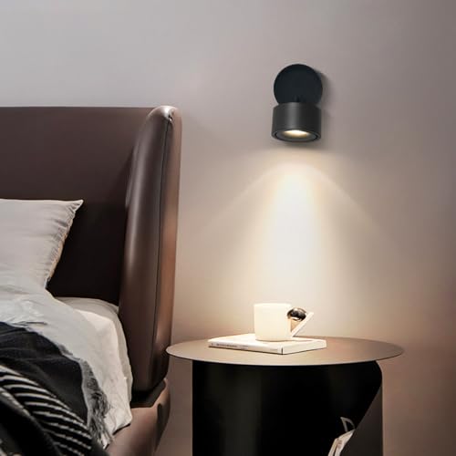 Aplique de pared LED redondo en color negro con luz neutra de 4000K