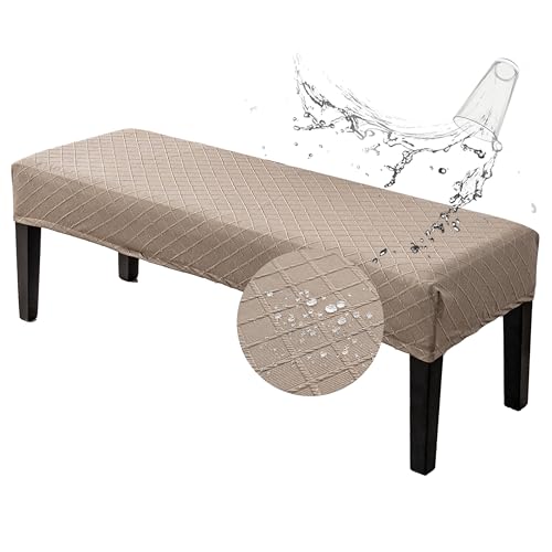 Genina Stretch Dining Bench Covers,Waterproof Bench Seat Cover,Taupe