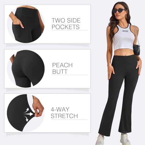 26"/28" Women Dress Flare Pants with Side Pockets High Waist Stretchy Pants Tall, Petite, Regular for Office Business Casual3