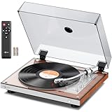 1 by ONE Fully Automatic Belt-Drive Turntable, Wireless Vinyl Record Player with Automatic Repeat Function, Remote Control, Phono Preamp, AT-3600L Cartridge, 33/45 RPM