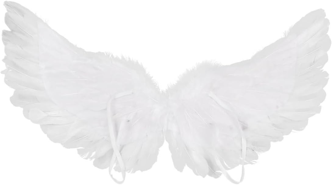 Oyolan Angel Feather Wings Adult Children Christmas Angel Wings Costume Party Carnival Wings Halloween Christmas Props White B One Size