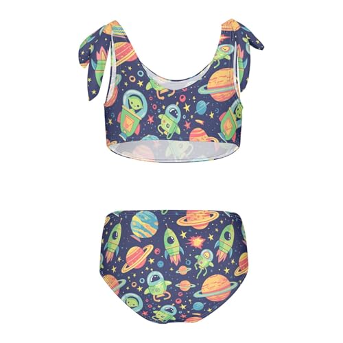 Wusikd Spaceships Girls Swimsuits Two Piece Aliens Planets Swimwear Bikini Set for for Girls Size 3T2