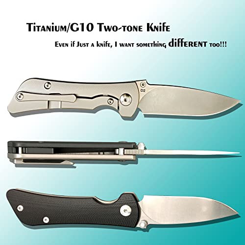 Gajing Lightweight Tactical Cnc-Finished Knife With Titanium/G10 Handle D2 Blade Frame Lock Folding Pocket Edc Knife With Ball Bearings And Reversible Titanium Clip #TOP1