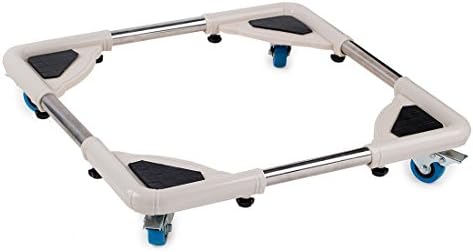 DEKDEJA Multi-Functional Movable Adjustable Base with 4 Locking Rubber Swivel Wheels Mobile Case Roller Dolly for Dryer, Washing Machine and Refrigerator
