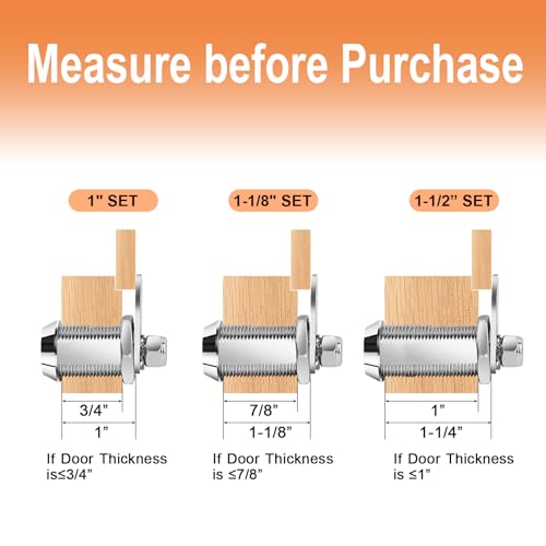 Image of Cam Lock RV 1-1 /2 inch Locks for Storage Door RV Compartment Keyed Alike,Trailer Replacement Set with Keys, Chrome Finish (4, 1-1 /2 Inch)