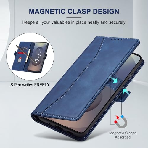 Image of Jasonyu Flip Wallet Case for Samsung Galaxy S25 Ultra,Blue