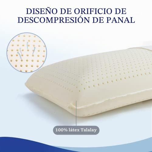 Almohada de látex natural para dormir, almohada suave de tamaño Queen para personas que duermen de lado, espalda y estómago, funda de algodón transpirable extraíble