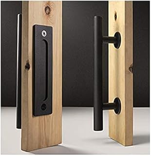 AIPINQI Sliding Door Handle, Heavy Duty Barn Door Handle Stainless Pull Hardware Set Hardware Handle for Closet Home Black Door Handles