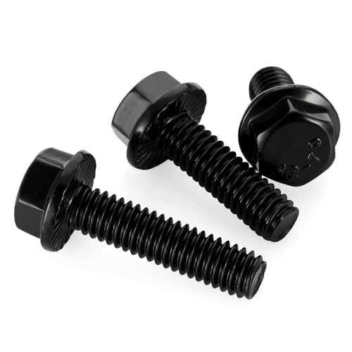 Image of Mellewell 1 /4-20 x 1 /2 inch Flanged Hex Head Bolts Flange Hexagon Screws, Stainless Steel A2 Black Finish, DIN 6921, 25 PCS