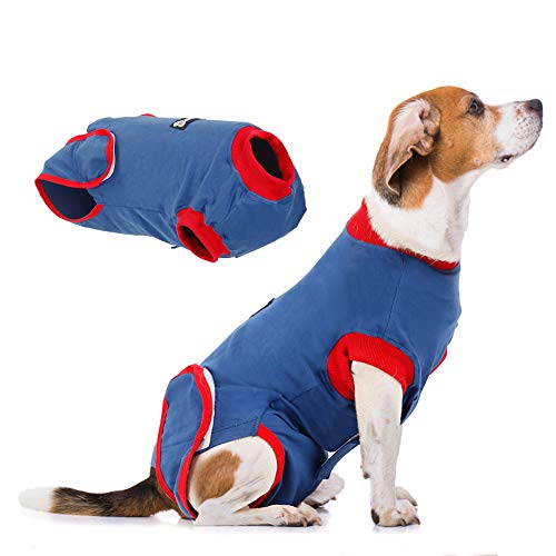 Vanansa Traje de recuperación de cirugía de perro para cirugía atfer, traje de recuperación de perro de algodón puro para proteger heridas de cachorro después de la cirugía para perro macho/mujer, XL Cover