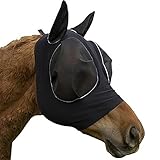 COOBAA Máscara antimoscas para caballos | Máscara para ojos de caballo Funda protectora para la cabeza Máscara antimoscas,Protección UV de malla transpirable elástica con orejas para varios