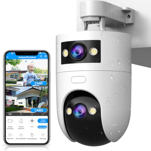 JOOAN Telecamera di sorveglianza esterna 5G WiFi fotocamera FHD 2K/3MP 5G/2.4G WLAN per archiviazione SD e cloud, telecamera per cani a 360° con app audio a 2 vie, sorveglianza esterna/interna doppia