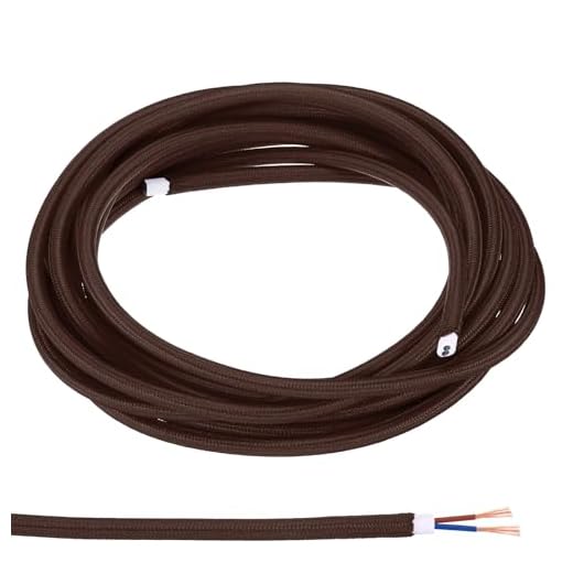 PATIKIL Fabric Cloth Covered Round Wire, 16.4ft 18AWG 2 Core Vintage Woven Electrical Cord for Pendant Light DIY Project, Dark Brown