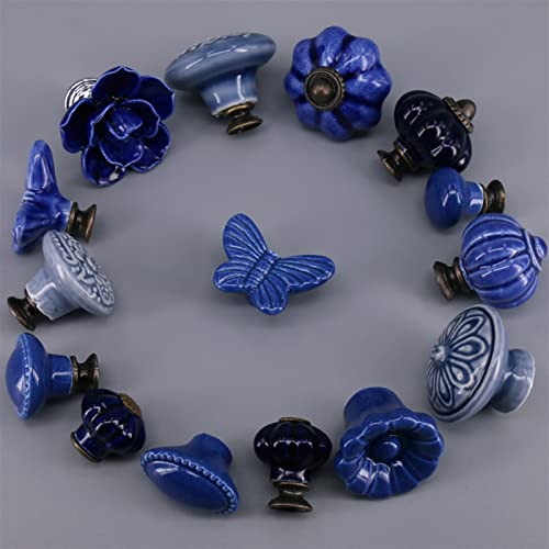 Boutons de commode en céramique poignée de tiroir placard et meuble bleu - 5