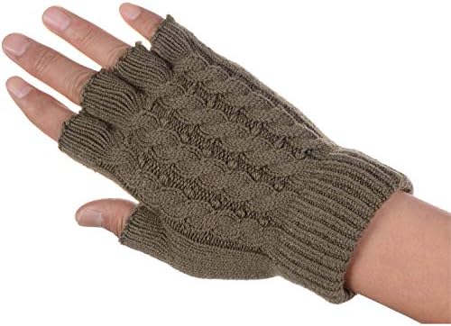 Be Your Own Style BYOS Unisex Everyday Soft Solid Cable Knitted Half Finger Fingerless Gloves