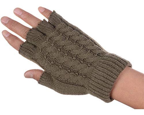 Be Your Own Style Byos Unisex Everyday Soft Solid Cable Knitted Half Finger Fingerless Gloves #TOP30
