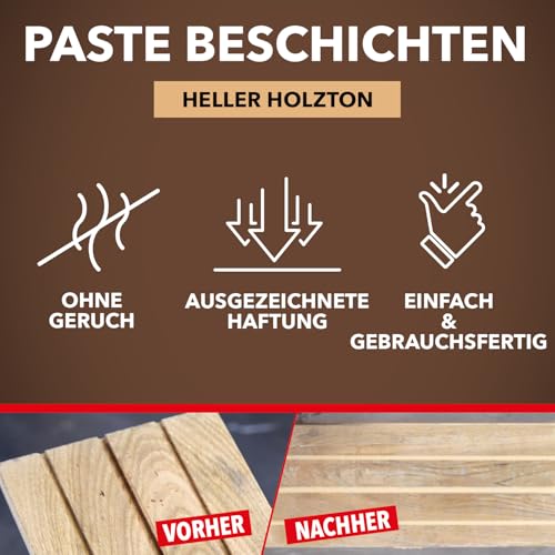 SINTO Holzkitt für große Löcher und Risse Heller Holzton - 500 g - Einfach und gebrauchsfertig - Hervorragende Haftung - Schnelltrocknend - Bildet keine Risse
