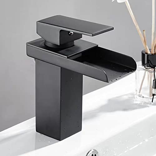 Robinet de lavabo de salle de bain cascade noir mat pour créer une ambiance spa relaxante