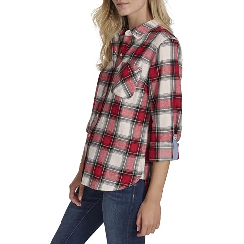 Image of Nautica Women's Button Front Long Sleeve Roll Tab Shirt