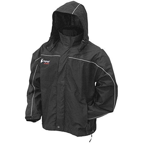 FROGG TOGGS Men's Toadz Highway Reflective Waterproof Rain Jacket, Black/Silver, Medium (NTH65125)
