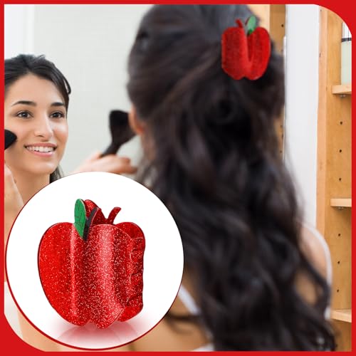 6 pinzas para el pelo de manzana roja con tarjetas de agradecimiento para profesores 5