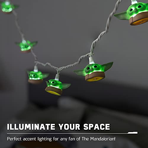 Star Wars Baby Yoda String Light, The Mandalorian, The Child, Grogu, 5000K Cool White, 10 Led Lights, Indoor/Outdoor, Collector's Edition, Ideal For Kid's Bedroom, Christmas Gift, 10 Feet, 53739 #TOP1