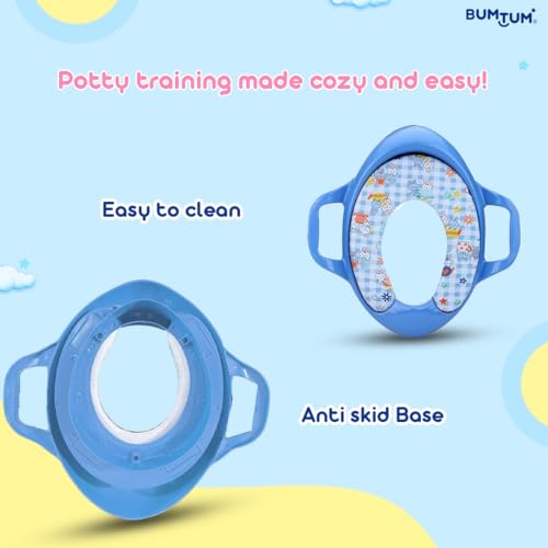 Image of BUMTUM Baby Potty Seat | Soft Cushion Potty Seat With Handle For Extra Comfort | Suitable For Potty Training of Babies, Kids & Toddlers(Blue)