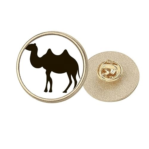 Broche ronde chameau en métal doré et noir taille M, cadeau idéal pour femme