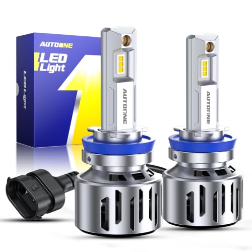 Image of AUTOONE H11 H8 H9 LED Bulbs,100000LM 6500K Ultra Bright, 99% Compat, 2PCS | 1800% Brighter with Cooling Fan, 1:1 Halogen Size Plug N Play, IP68WR, Built-in CANBUS 3.0, No Flickering, 10+Year Lifespan