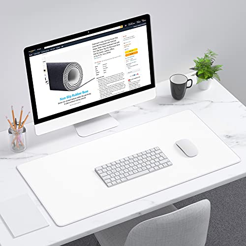 Dapesuom Large Gaming Mouse Pad, Extended Mousepad with Stitched Edges, Water Resist Keyboard Pad with Non-Slip Base, Big XXL Mousepad Desk Mat for Gamer, Laptop, Office, 31.5x15.7in, Ivory White