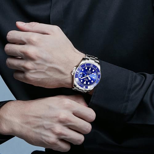 Image of LIGE Fashion Watches for Men Stainless Steel Business Dress Watch Waterproof Analog Quartz Watch with Luminous Date Display Manl Wrist Watch
