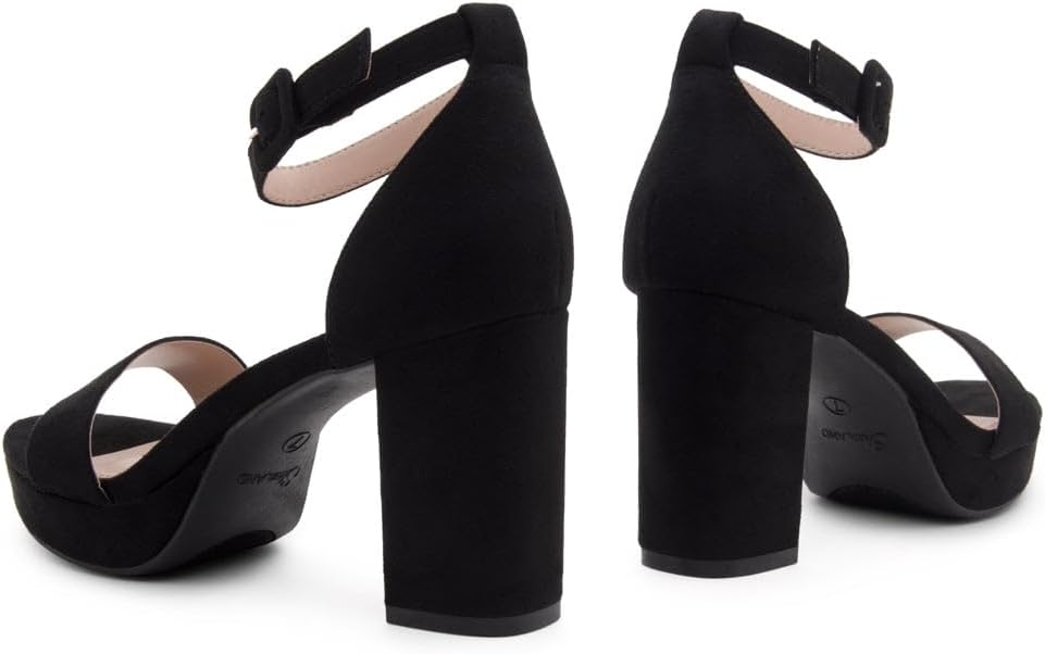Shoe Land Platform Heels for Women | 3.75 Inch Chunky Block Heeled Sandals with Ankle Strap | Open Toe Strappy High Heels for Wedding, Party & Formal Events - Image 5