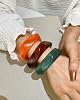 ÌF ME Acrylic Bangles Bracelets for Women, Maillard Vintage Acrylic Resin Chunky Bangles Bracelets Fashions Thick Statement bangle Set #1