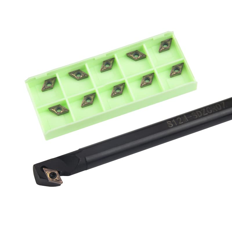 1pc S10K-SDZCR07 S12M-SDZCR07 S16Q-SDZCR07 Internal Turning Tool Holder 10pcs Carbide Inserts DCMT SDZCR/L CNC Lathe Cutting Tools(S10K-SDZCR07,No Insert)