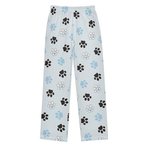 Boys' Pants Pet Paw Cat Dog Footprint Blue Long Bottoms Jogger Pants Elastic Waist Trousers with Pockets S-XL