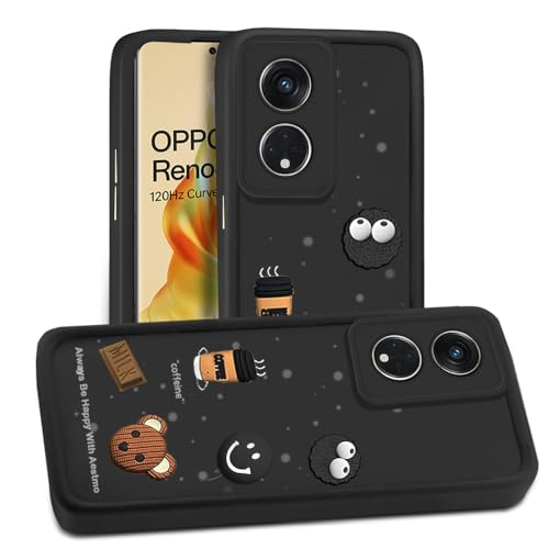 Image of AESTMO Back Case Cover for Oppo Reno 8T 5G Cover | Cute Fun Cartoon 3D Ball | Coffee Silicone Case | Full Body Protection | Camera Protection Back Cover for Oppo Reno 8T 5G (Black)