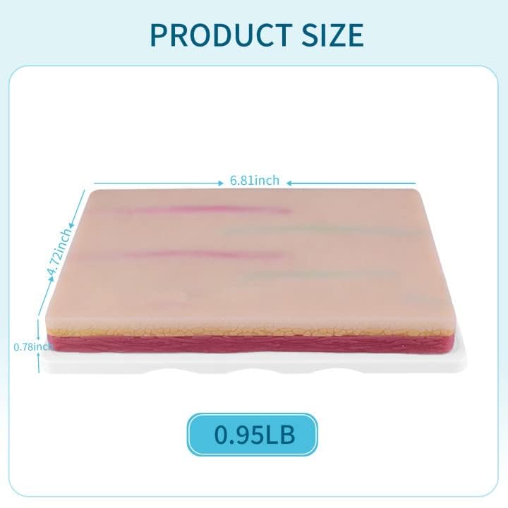 Image of IV Practice kit for Venipuncture Training with 2 Veins Imbedded & 2 Red Vessels, 3 Layers Silicone Skin Injection Practice Pad for Medical Students Doctors Nurses Practice(8.62 inchx6 inchx1.34 inch)