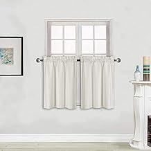 Home Collection 2 Panels 100% Blackout Curtain Set Solid Color with Rod Pocket Short Tier Drapes for Kitchen, Dinning Room, Bathroom, Bedroom,Living Room Window New 58 Wide X 23 Long, Ivory
