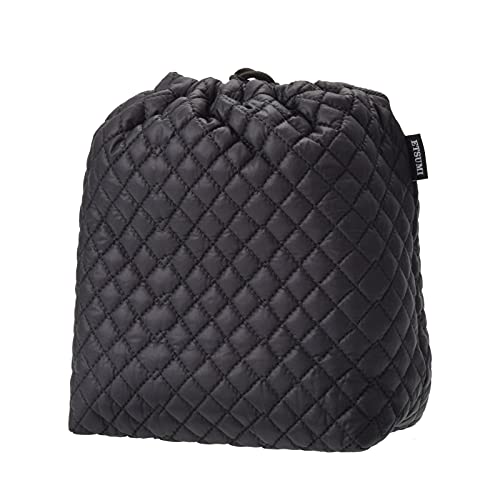 Etsumi VE-5306 Quilted Pouch II, Drawstring Bag, Large, Black, Made in Japan