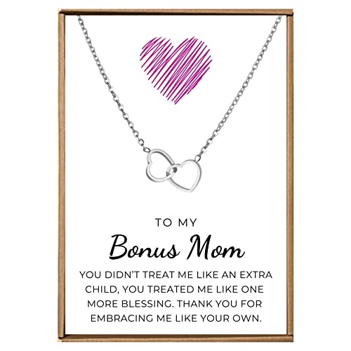 VIY Personal Card To my Bonus mom necklace, Bonus mom gifts, Stepmom gifts from from stepdaughter and stepson, Step Mothers day gift