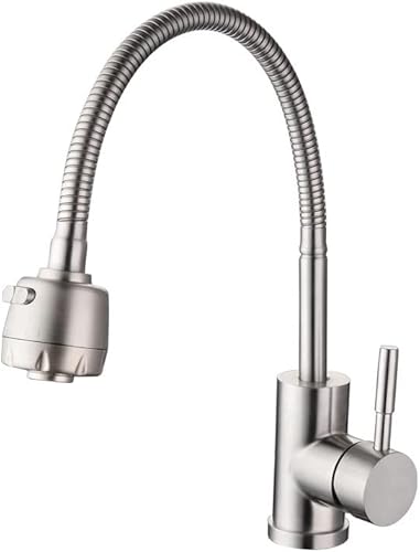 Kitchen Sink Faucet for Bar Farmhouse Commercial, Modern Style Flexible Kitchen Sink Mixer Faucet, Single Handle Kitchen Faucet, 304 Stainless Steel Black Cold and Hot Water Taps ( Color : Brushed Nic