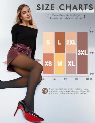 Image of Fleece Lined Tights Footless Women Sheer Warm Pantyhose Leggings Toeless Fake Translucent Thermal Thick Winter No Feet Tights