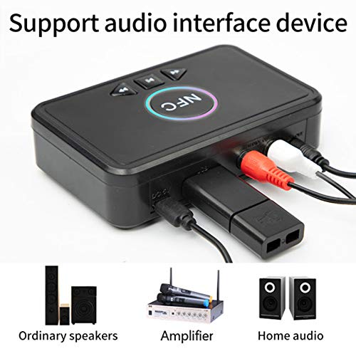 Miaoqian Receptor NFC Bluetooth 5.0 Adaptador de receptor de áudio sem fio com microfone RCA AUX Out